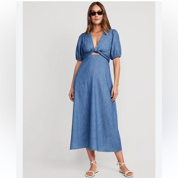 Old Navy Twist-Front/Wrap Maxi Dress, sz med - Picture 1 of 8